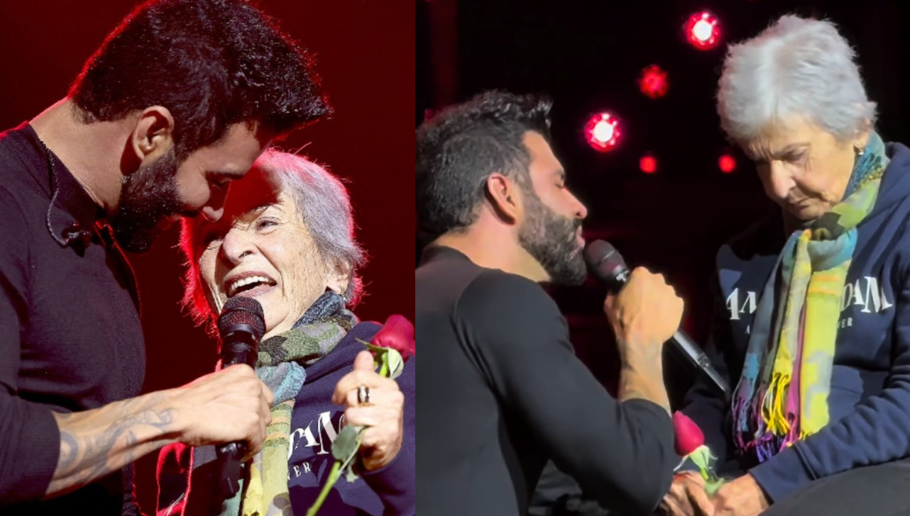 Gusttavo Lima homenageia senhora que perdeu o filho durante show